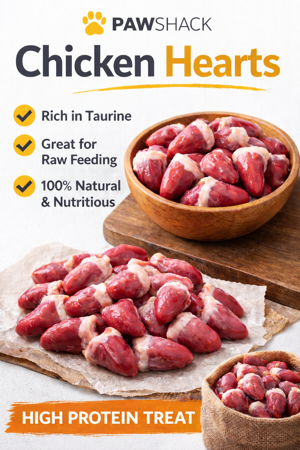Frozen Chicken Hearts 8 x 500g bags 4 kg box