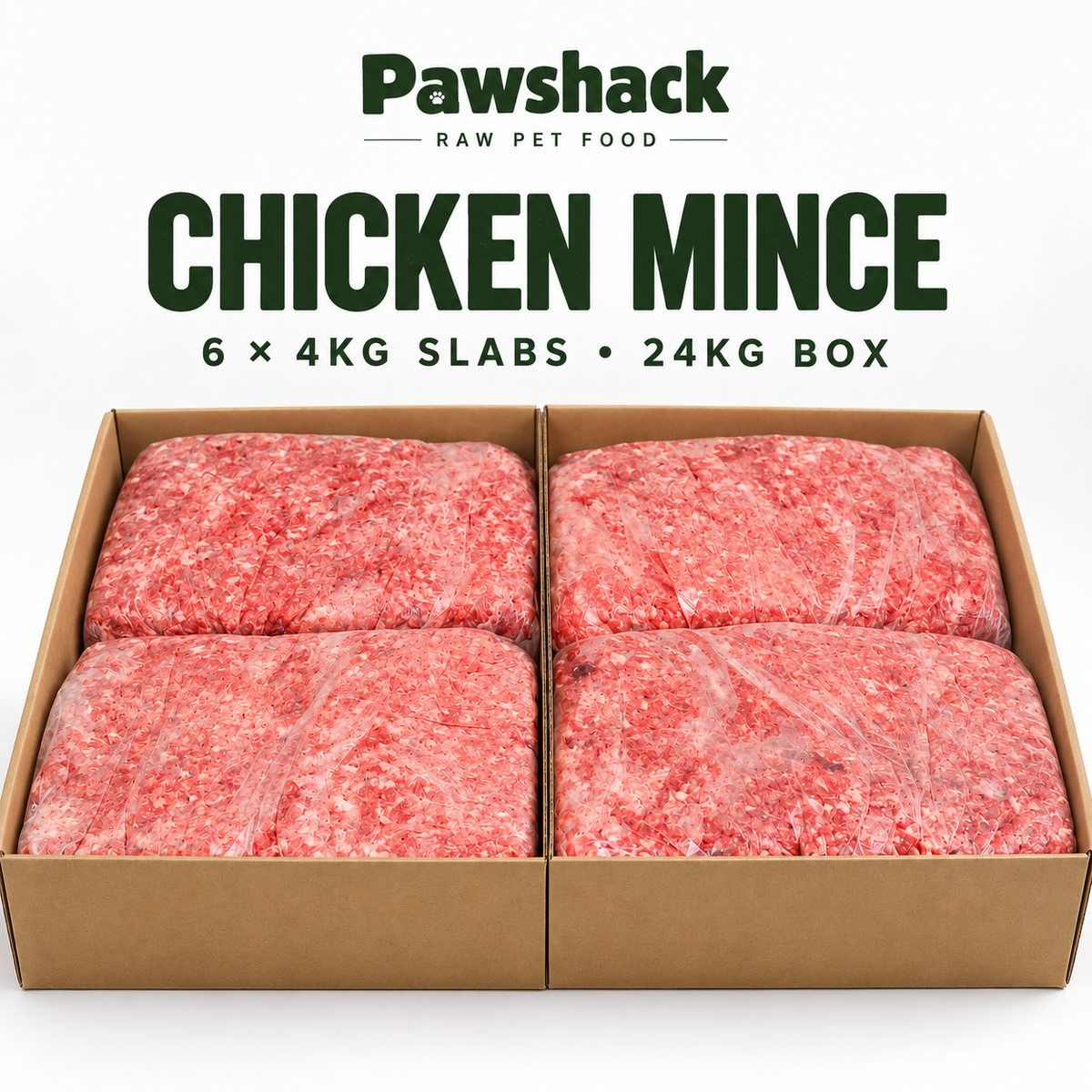 Chicken Mince, Frozen Raw Dog Food 6 x 4KG Slabs (24KG)